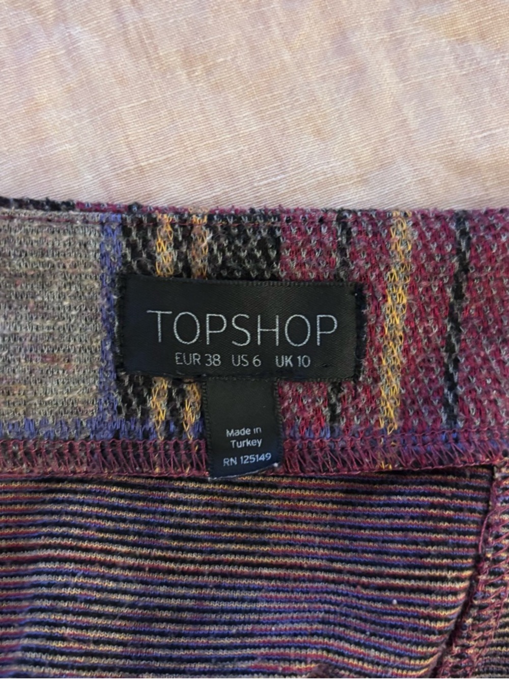 Plaid Topshop Mini Skirt in Burgundy and Gray - Picture 3 of 4